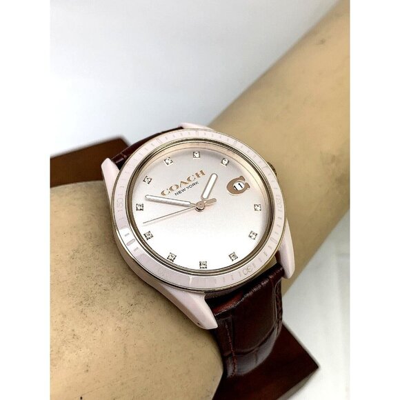 Coach Women's Watch 14503264 Rose Pink Ceramic Case Quartz 36mm Leather … - Picture 5 of 13
